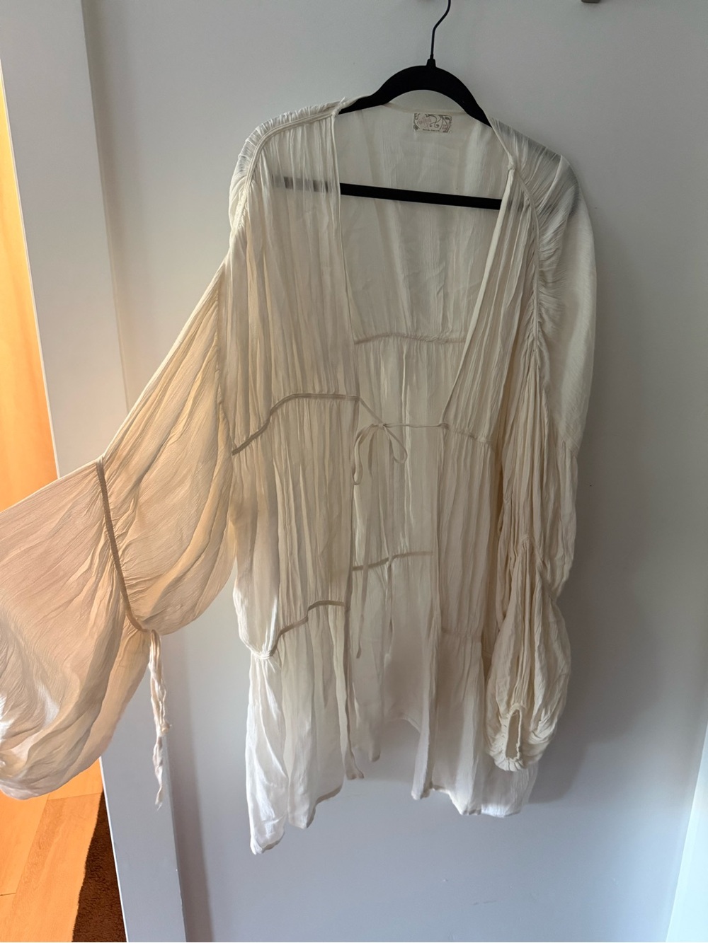 Free People Ivory Gauze Tie-Front Tunic